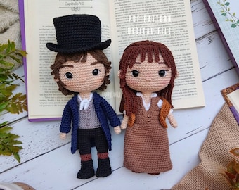 Patrón de crochet de Orgullo y Prejuicio: Mr. Darcy y Elizabeth Bennet Amigurumi (Descarga digital)