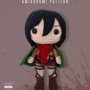 Tutorial: Red Scarf Girl Amigurumi Pattern – Anime-Inspired Crochet Doll – Giant Slayer PDF Pattern – Digital Download (US Terms)