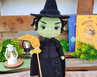 Patrón de ganchillo de la Bruja Malvada, Muñeca Amigurumi del Mago de Oz, Decoración de Bruja para Halloween