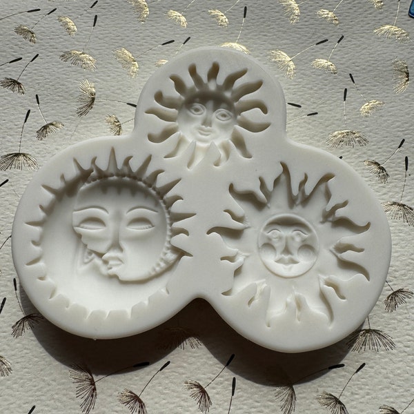 Sun Sunshine Moon Silicone Mold 3D 1.75” 1.5”Diameter .5”Depth