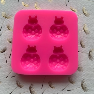 Lady Bug Silicone Mold 3D 4 Cavities 1” Long .75”Wide .4”Depth