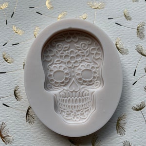 Floral Skull Halloween Silicone Mold 3D 2.25”Tall 1.25”Wide .4”Depth
