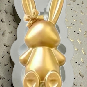 Breakable Bunny with a bow  Silicone Mold 6”Tall 2.75”Wide 1.5”Depth