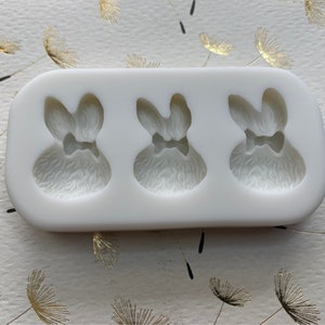 Bunnies with Bows   Silicone Mold 3D 3 Cavities .9”Long .7”Wide .4” Depth