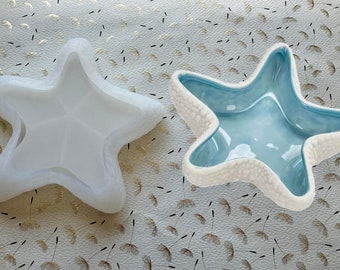 Starfish Trinket Jewelry Plate/Tray Silicone Mold 3D Glossy Finish 5”Diameter 1”Depth