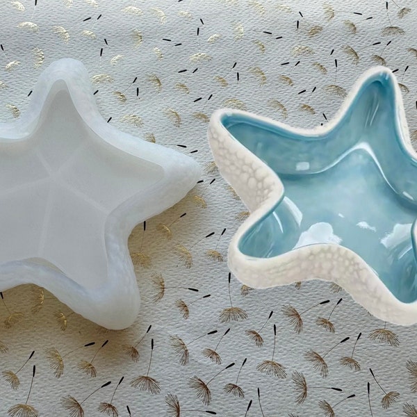 Starfish Trinket Jewelry Plate/Tray Silicone Mold 3D Glossy Finish 5”Diameter 1”Depth