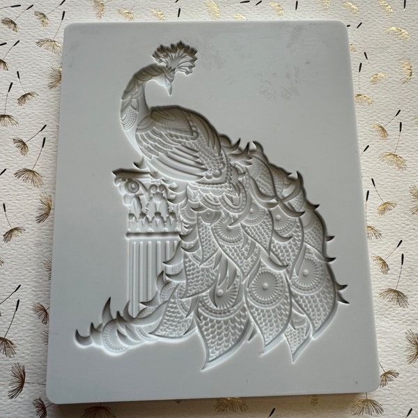 Peacock Silicone Mold 3D 5.5”Tall 4.25”Wide .4”Depth