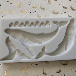 Whales and Waves Silicone Mold 3D 4”Whale 3.5”Whale