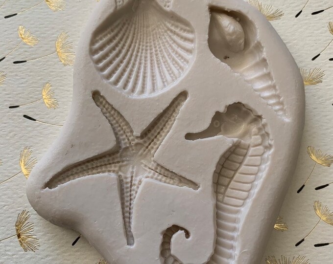 Ocean Themed Silicone Mold 3D 1.75” and 1.5” Shells/2”starfish/2 ...