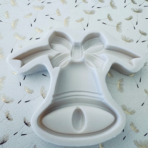 Christmas Jingle Bell with a Bow Silicone Mold 3D  3.4”Tall 4.25”Wide .7Depth
