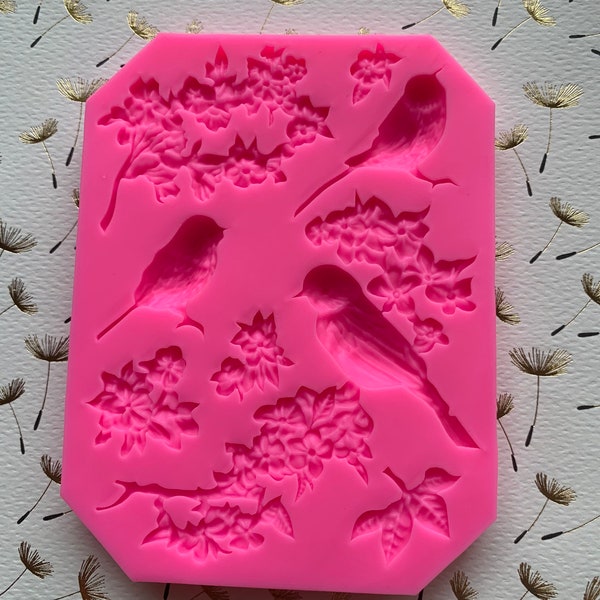 Birds and Cherry Blossoms Silicone Mold