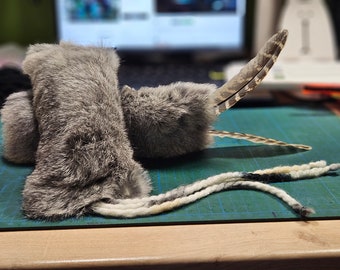 Real rabbit fur kicker with catnip and feathers tail, cotton tail or no tail - PURRFECT HUNT