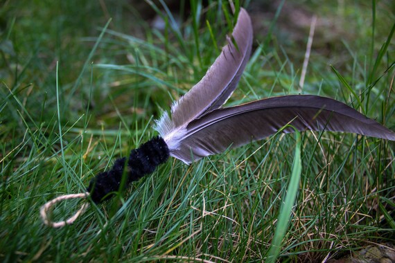 MUNIFICENT Big Lad&#39;s handmade natural rooster feathers refill toy for frenzy & da bird type wand teasers - PURRFECT HUNT