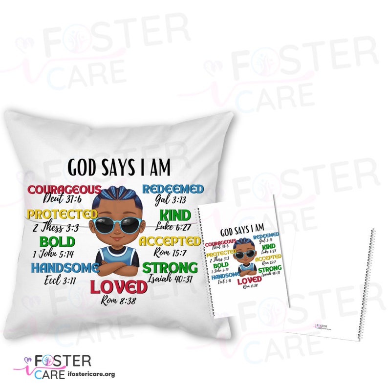 God Says I Am Affirmation Pillow & Notebook Set Empowering Decor and Inspiration for Little Boys image 5