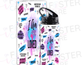 IAmLoved Affirmation Water Bottle | Stay Hydrated with Love and Positivity | Inspirational Reusable Bottle | 18 oz Leak-Proof | Self-Love