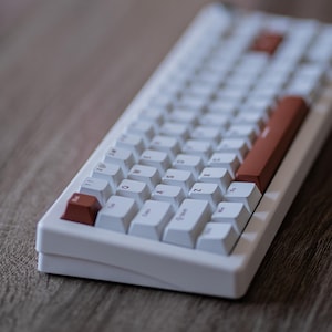White and Brown Custom GMK67 Mechanical Keyboard