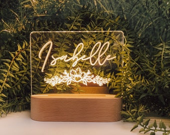 Personalised Name Children’s Night Light - Nursery Lamp - Custom Baby Gift - name SIGNATURE STANDARD  white light/rainbow light