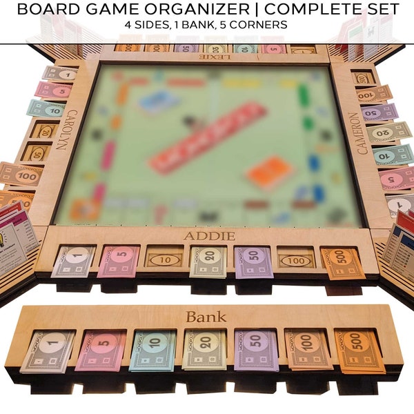 Personalized Game Board Organizer Frame Compatible with Monopoly Board Games and Monopoly Game Pieces | Economic Themed Game Organizer