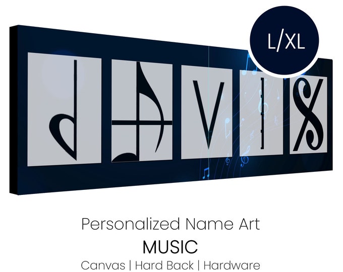 Personalized Music Name Art | Music Gift | Music Sign | Gifts for Music Lovers | Personalized Name Art | L/XL