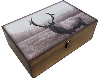 Elk, Deer, Hunting Keepsake Box | Large Wooden Memory Box | Gift Box | Wedding Gift, Anniversary Gift, Birthday Gift, Wooden Art Box
