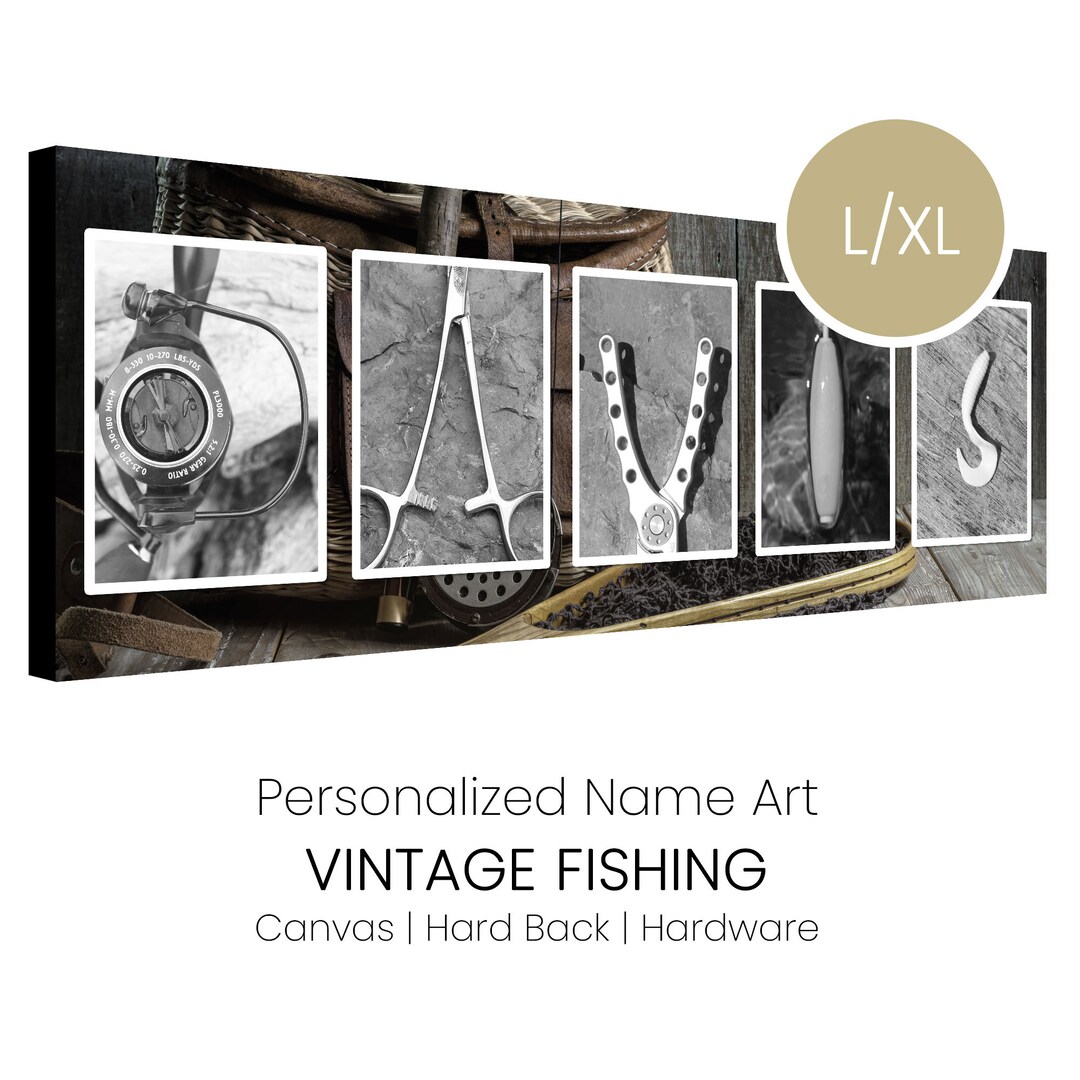 Vintage Fishing Name Art Personalized Fishing Gift Fishing Etsy