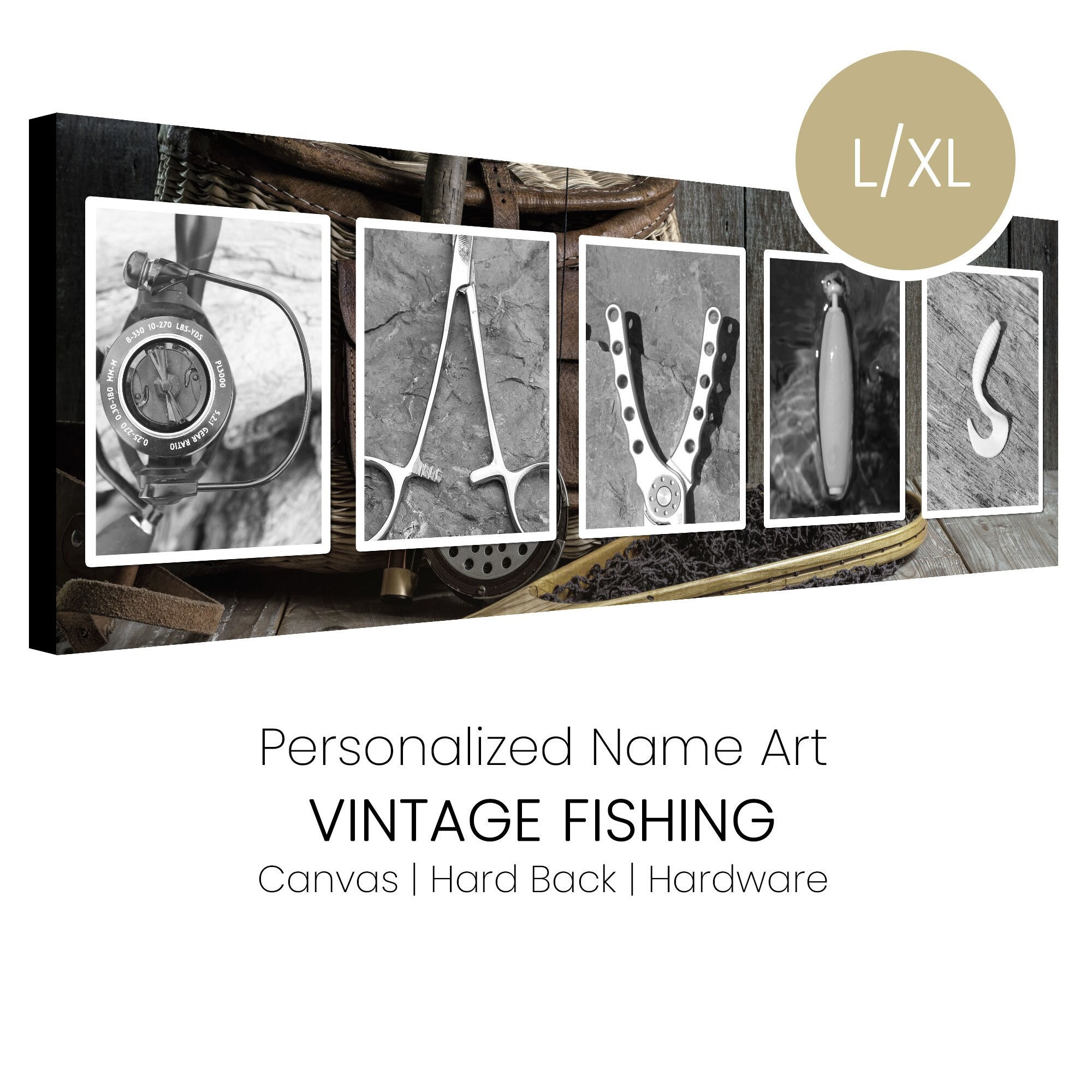Personalized Fishing Name Art | Vintage Fishing Gift | Fishing Sign | Gifts  for Fisherman | Personalized Name Art | L/XL | Made in the USA