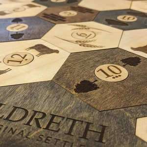 Personalized Wood Settler Game Board for Settler's of Catan Board Game | Custom Game Board Compatible Catan | 2-4, 5-6, 7-8 Player Expansion