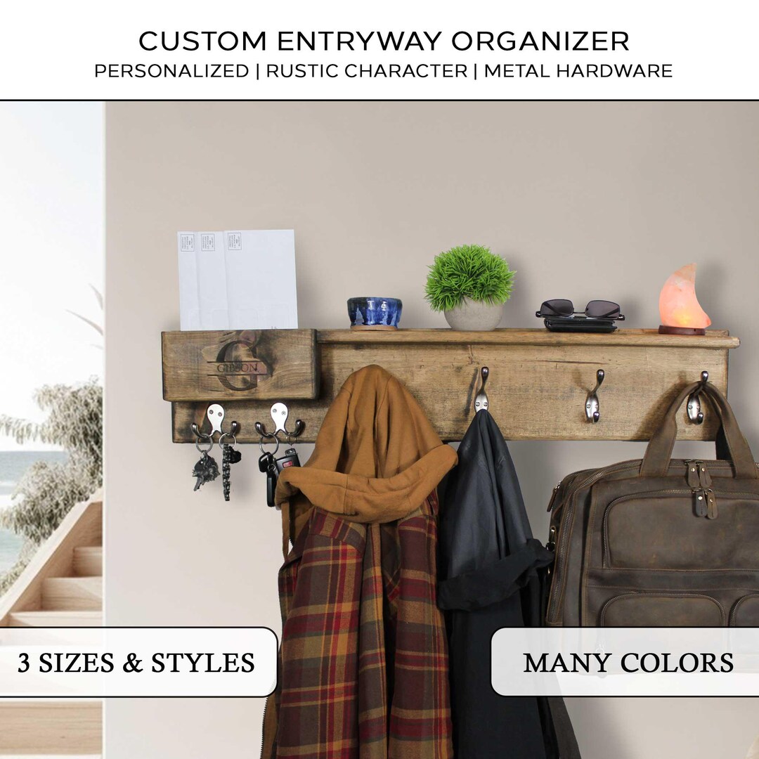 Custom Coat Racks Custom Coat Rack Entryway Organizer With Mail Holder and Key Rack ...
