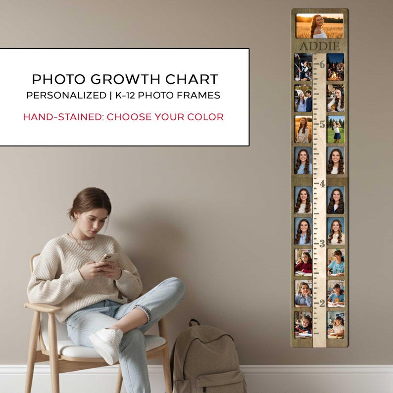 Photo Frame Design Chart Personalized Wooden Growth Chart Pictures Frames School | Custom Wall ...