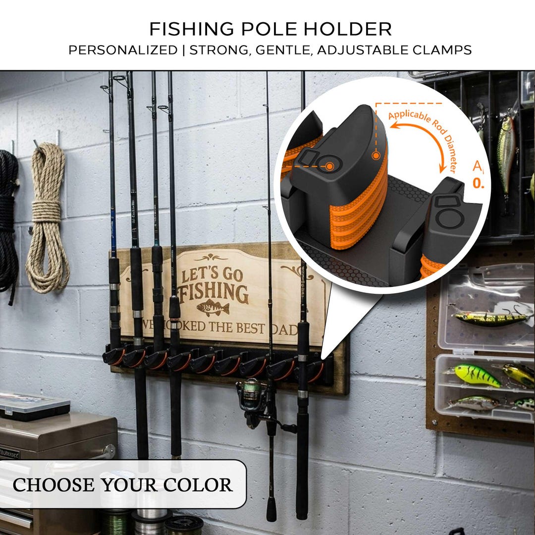 best fishing pole rack PLUSINNO V9 Organizer Holder Wall for Home Plusinno 685) fishing pole holder is easy to use Easy installation with only 3 screws Aluminum Fishing Rod Holder Rack