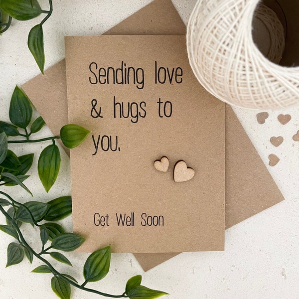 Rustic Get Well Soon Card | Feel Better Card | Big Hugs | Handmade Card | Recycled