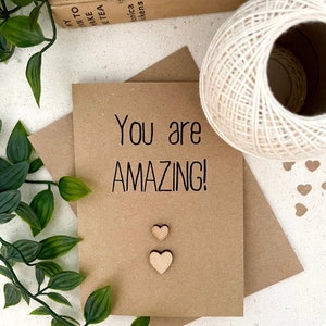 Rustikale Positive Gedanken Karte | Handarbeit | Recyceltes Kraftpapier