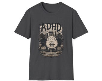 ADHD Demon Rabbit Graphic T-Shirt | Gothic Mental Health Illustration