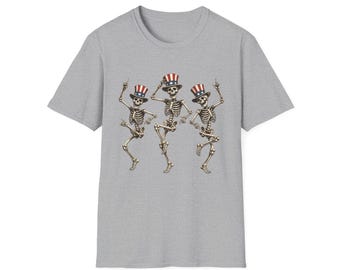 Patriotic Skeleton Crew T-Shirt | Uncle Sam Skeletons Fourth of July USA