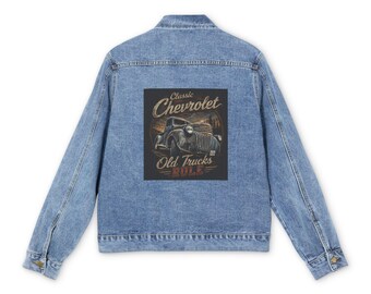 Klassische 1941-1946 Chevrolet Pick-up Jeansjacke | Vintage Truck Graphic Rückendruck