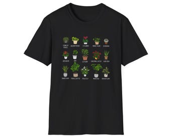 Houseplant Names Chart T-Shirt | Succulent Potted Plant Illustration