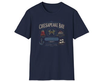 Chesahead Bay Krabbe Grafik-T-Shirt | Küstenleuchtturm-nautisches Design