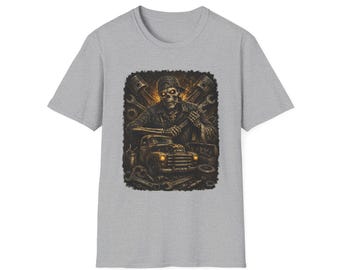 Skelett Mechaniker Shirt | Totenkopf Schraubenschlüssel Vintage Motorrad Tee