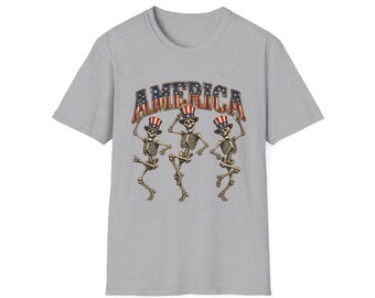 Vintage Skeleton Crew T-Shirt | Uncle Sam Skelette Fourth of Jul USA