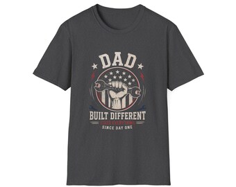 Dad Wrench Flag Retro T-Shirt | Mechanical Father Tool Design