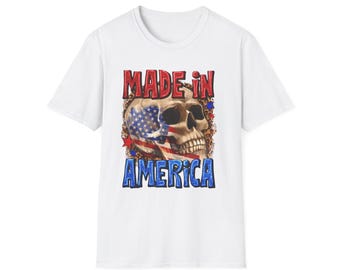 Made in America Totenkopf T-Shirt | Vaterländisches Flaggen-T-Stück