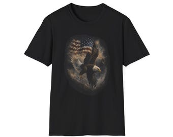Bald Eagle with American Flag T-Shirt | Patriotic Eagle Tee