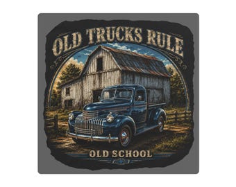 Old Trucks Rule vintage pickup Metal Sign | Old School barn truck wall decor Chevrolet 1941-1946 3100