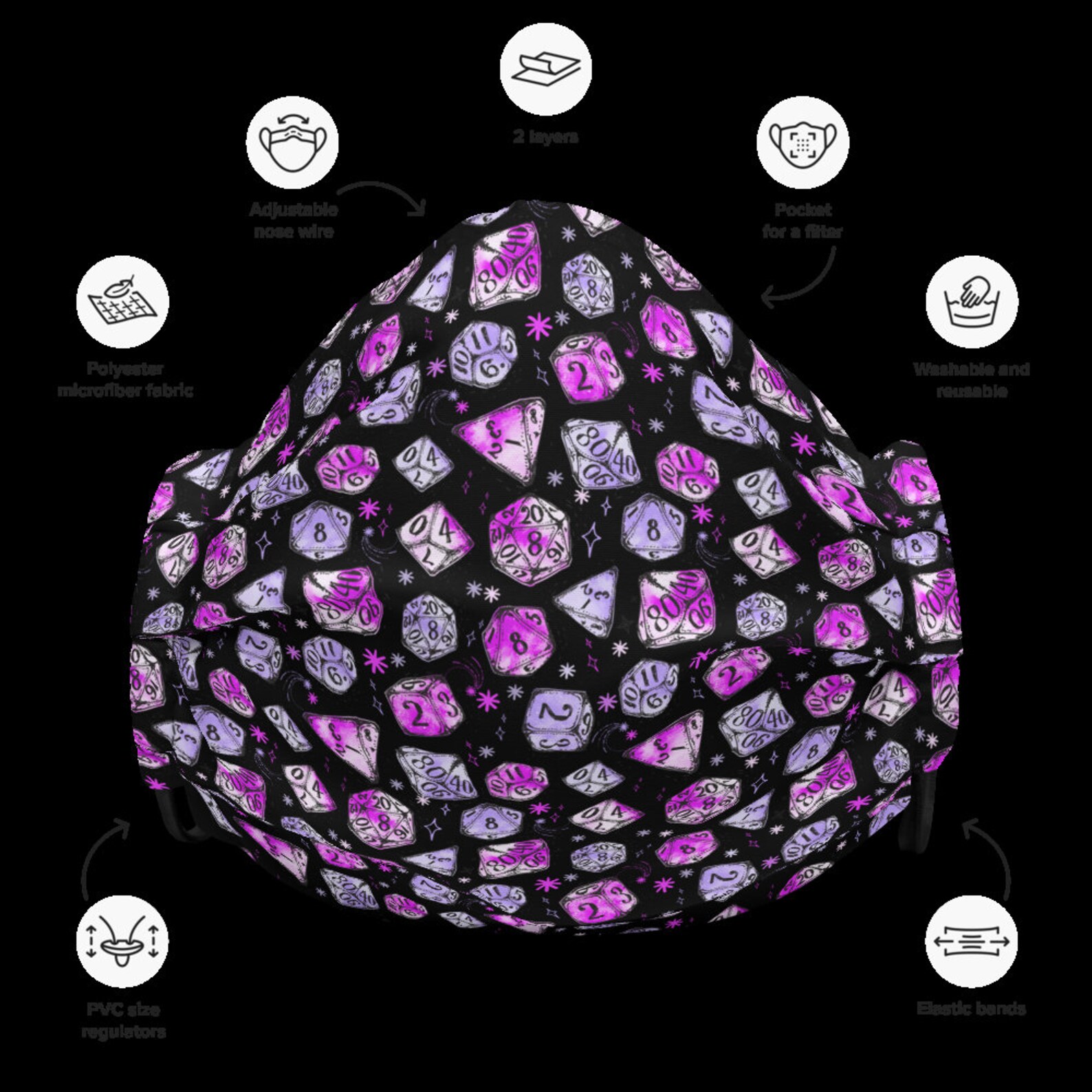 Dnd Face Mask Dnd Mask D20 Dice Face Mask Dungeons Etsy Canada