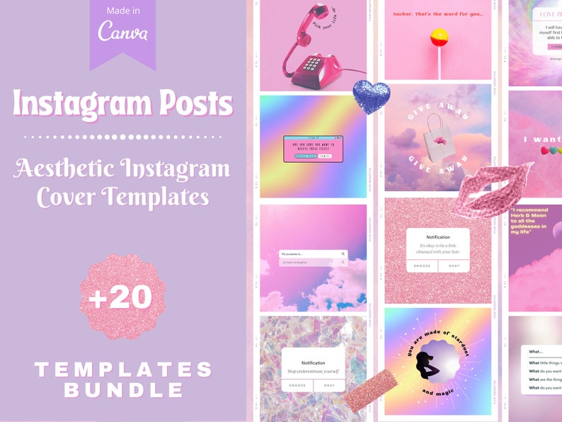 20 Aesthetic Design Instagram Templates Instagram Post Etsy