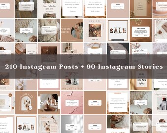 All Year Instagram Content & Strategy Bundle | 300 Instagram Templates | Neutral Templates | Instagram Captions | Beauty, Fashion Templates