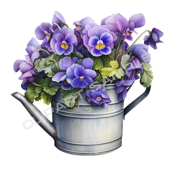 Geburtsmonat Februar Aquarell Veilchen und Primeln Blumen Clipart Bundle, Februar Geburtsblumen, transparente PNG, Kartenherstellung, 300 dpi