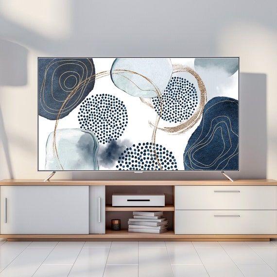 Samsung Tv Frame Art Blue And Gold Digital Wallpaper Art For Etsy