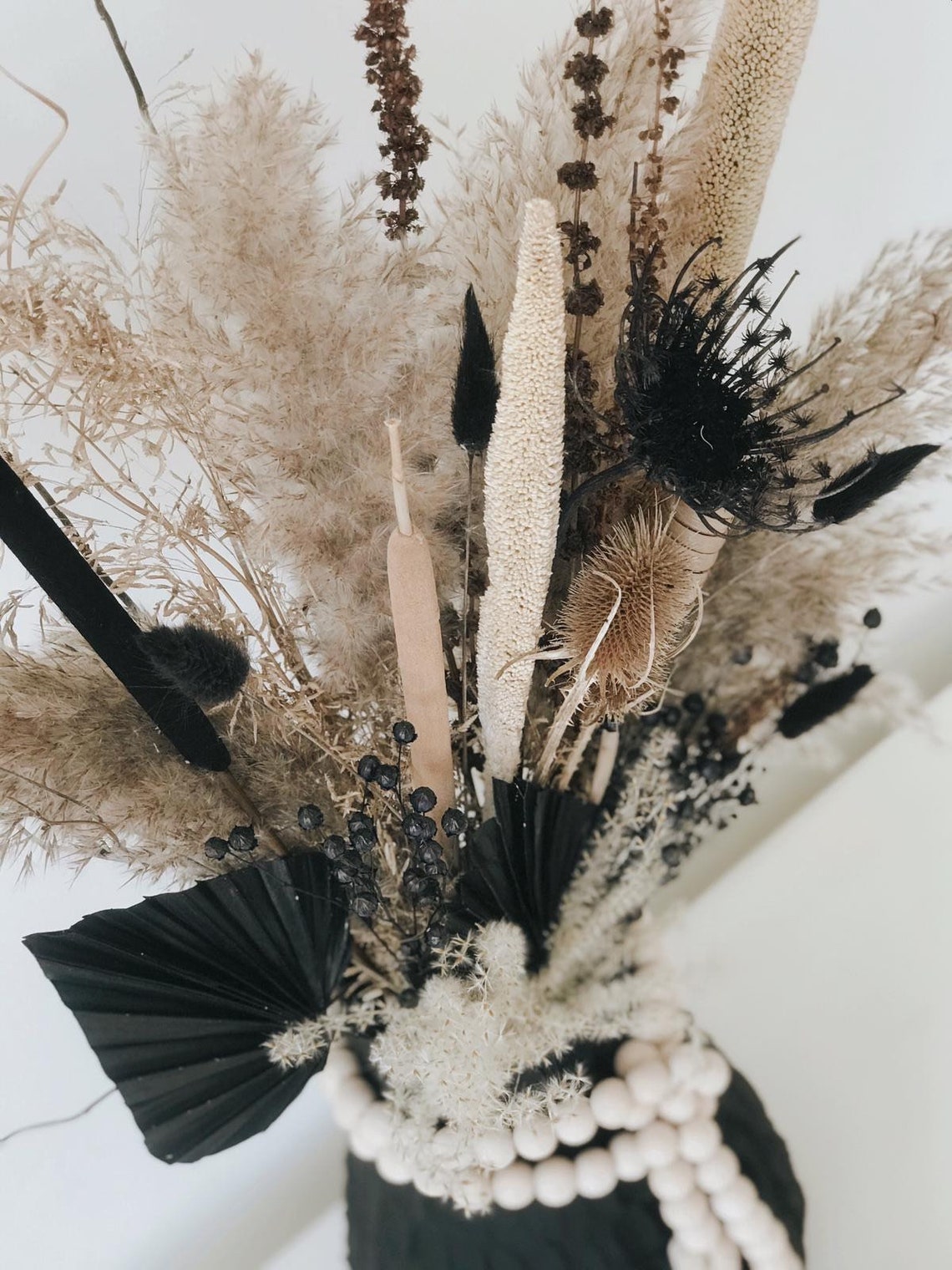 Large everlasting black and neutral dried flower bouquet Etsy