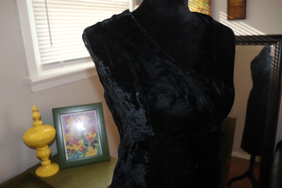 60s Black Velvet Dress- Medium - image 1